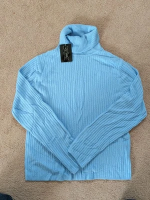 Suéter Pullover Para Mujer Cuello Tortuga Medio Azul Claro Manga Larga Foto 1 de 4