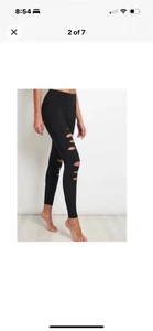 ALO Yoga Leggings High Waisted Ripped Warrior Slash Pants Navy, Size M - Picture 1 of 4
