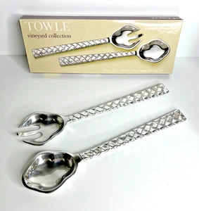 Towle Vineyard Collection 2 Piece Salad Serving Set Basket Woven Detail - NOS - Picture 1 of 10
