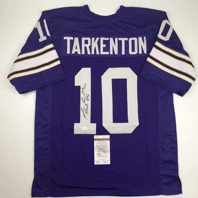 Autographed/Signed Fran Tarkenton HOF 86 Minnesota Purple Jersey JSA COA - Image 1 of 4