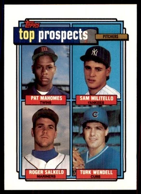 1992 Topps Pat Mahomes/Sam Militello/Roger Salkeld/Turk Wendell RC Minnesota - Image 1 of 2