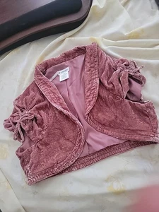 Dusty Rose Pink Crushed velvet bolero Shrug Shoulder Tie 11/13 No Boundaries Y2K - Picture 1 of 10