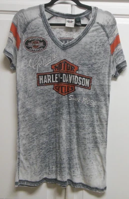 Harley Davidson Women's Size Lg Rhinestone Burnout Tee Short Sleeve T-shirt - Image 1 of 4