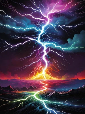 Kits de pintura de diamantes para adultos - Kits de arte de diamantes relámpagos coloridos, diamante 5D Foto 1 de 4