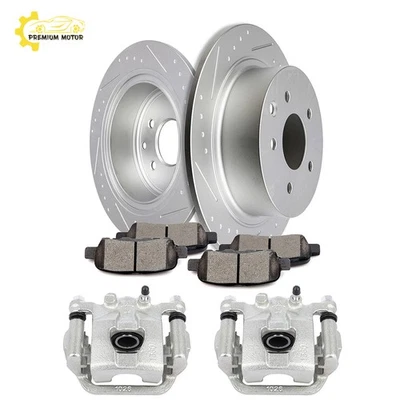 Rear Brake Calipers Rotors Ceramic Pads L+R For 2007 2008 -2012 Nissan Altima - Image 1 of 4