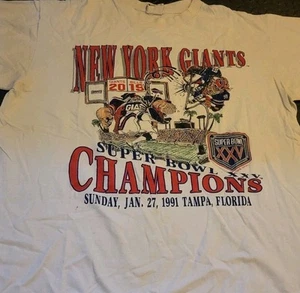 Rare Vintage NFL New York Giants Super Bowl XXV Champions Nutmeg T-Shirt XL - Picture 1 of 3