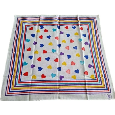 Bufanda de Colección Corazones de San Valentín Cuello Cuadrado 22x24 EE. UU. Algodón Rayas Brillante Foto 1 de 4