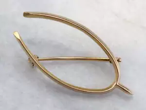 Vintage Brosche Gold Wishbone - Bild 1 von 7