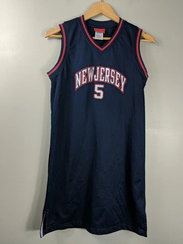 Reebok New Jersey Nets Jason Kidd #5 Stitched Jersey, Long, Mens L Blue Cover