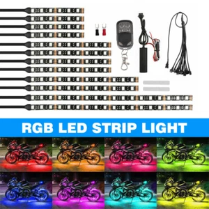 12X Motorcycle LED Under Glow Light Neon RGB Light Strip Kit Remote Control New - Picture 1 of 13