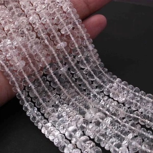 1 Strand Crystal Quartz Faceted Rondelles Beads- Quartz Rondelles -6mm-10mm - Picture 1 of 4