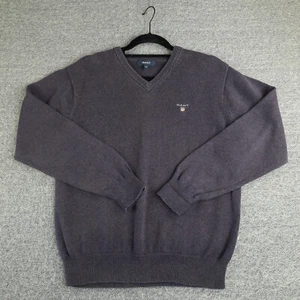 Gant Mens Jumper Medium Adult Dark Purple V-Neck Pullover - Good Condition - Picture 1 of 12