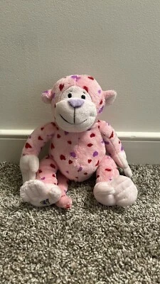 Ganz Webkinz Love Monkey HM343 Pink Hearts Plush Only, Web Code Not Included - Image 1 of 4