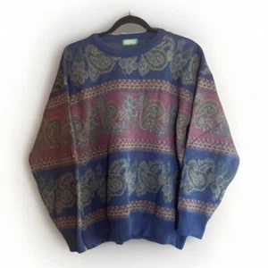 Vintage Robinson's Private Stock Men's Wool Blend Sweater Size L Blue Made Italy - Picture 1 of 4