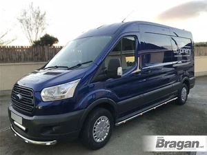 Side Bars + Amber LEDs To Fit Ford Transit MK8 2014 - 2021 LWB Van Stainless - Picture 1 of 12