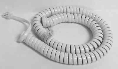 GE 12 ft. Handset Receiver Curly Coil Phone Cord for Telephone White (2 Pack) - Image 1 of 2