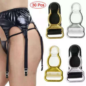 30 Corset Leg Garter Belt Clip Hook Suspender Ends Cuff Stockings Straps Clasp - Picture 1 of 30