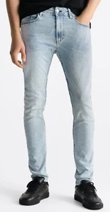 ZARA 'Skinny Washed' Men's Faded Denim Jeans Stretch Light Blue 31" 5575/425 NWT - Picture 1 of 10