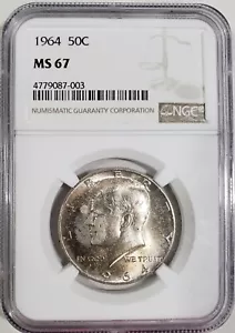 Coin NGC 1964 50C Kennedy Silver Half Dollar Uncirculated MS 67 4779087-003 - Picture 1 of 5