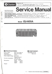 CLARION EU-605A, VERSTÄRKER, SERVICE MANUAL - Bild 1 von 1