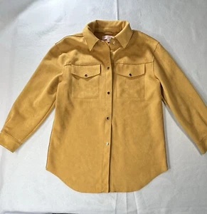 Philosophy Faux Suede Shirt Jacket Shacket Women’s Large Mustard Yellow - Picture 1 of 10