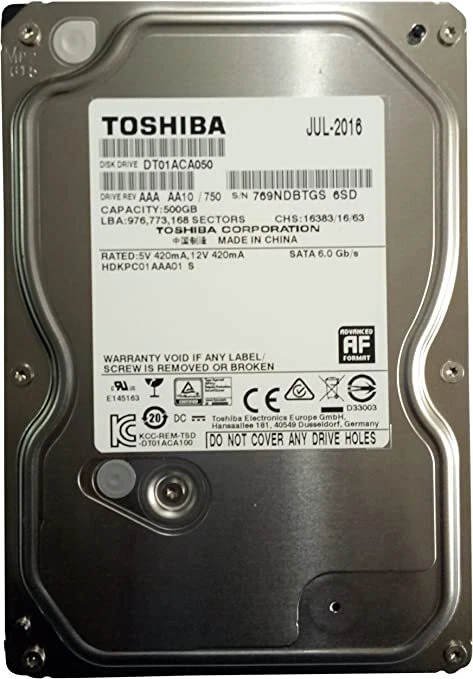 Toshiba DT01ACA050 500GB SATA III 6.0Gb/s Desktop Hard Drive - Image 1 of 1