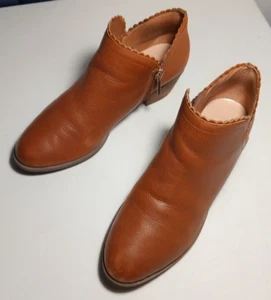 Crown & Ivy Keegan Ankle Boots Booties Side Zip Suede Leather Brown Womens 7.5 - Picture 1 of 11