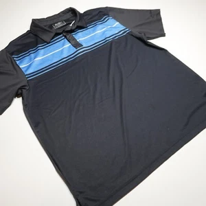 Ben Hogan Golf Shirt Mens Large Golf Performance Dri-Fit Polo Black Blue Stripe - Picture 1 of 12