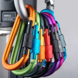 6X Heavy Duty Carabiner Clip Hook D-Ring Screw Lock Outdoor Rock Buckle Max 50KG - Picture 1 of 19