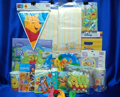 Juego de fiesta Winnie The Pooh # 20 tazas platos servilletas mantel invita globo Foto 1 de 4