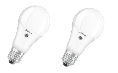 2x OSRAM LED Daylight Sensor Classic A 60 E27 9W = 60W EEK:F (Spektrum A-G) - Bild 1 von 2
