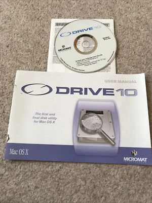 Micromat Drive 10 v 1.1.4 b Vintage Mac Disk Utility 1 CD, manual cover & serial - Image 1 of 4