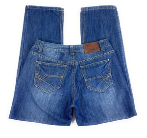 Miskeen Originals Men's Relaxed Baggy Y2k Hip Hop Embossed Blue Jeans *34x31* - Picture 1 of 15