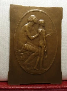 1920s War Orphans 66x46mm Belgium art medal plaque by Carlens - Picture 1 of 3