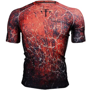 FX-307Y GRUNGE -Red Skin Tight Compression Base layer Jiujitsu MMA Rash guard - Picture 1 of 6