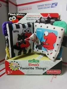 2003 Fisher Price Sesame Street Elmo’s FAVORITE THINGS Soft Flip Book Squeaker - Picture 1 of 12