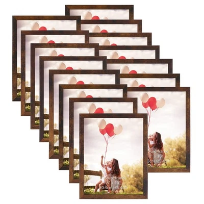 8x10 Picture Frame Set of 15, Brown Picture Frames Display 8 by 10 Photo for ... - Image 1 of 4