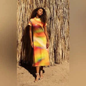 NEW MARIE OLIVER maxwell sequins dress in rainbow aurora Sz L - Picture 1 of 10