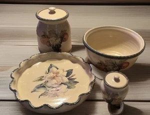 2003 Home and Garden Party "Fruit" Stoneware Cookie Jar/Mixing Bowl 6 Piece, - Picture 1 of 7