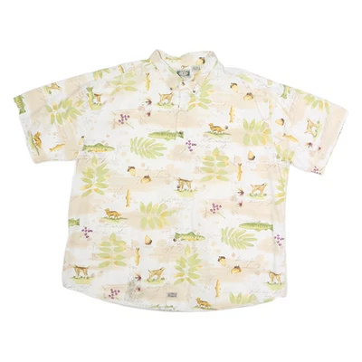 G.P.S Mens Cream & Green Printed Casual Cotton Shirt 2XL Summer Short Sleeve - Image 1 of 4