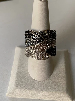 Lia Sophia Silver & Black & Grey Cocktail Hour Ring, Size 9 - Image 1 of 4