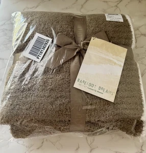 NWT SEALED Barefoot Dreams Cozy Chic Stripe Throw Blanket 45x60 Moss Brown White - Picture 1 of 9