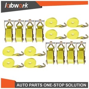 Labwork Ratchet Straps With J Hook Heavy Duty Tie Downs 8 Pcs 2" x 15' 5000 lbs - Picture 1 of 14