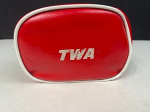 Vintage Red & White TWA Airline Zipper Bag Pouch Approx 4" by 6" - Picture 1 of 4
