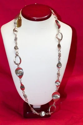 "Collar de pétalos brillantes de plata de ley Michael Dawkins - 20"" de largo - cierre de palanca" Foto 1 de 4