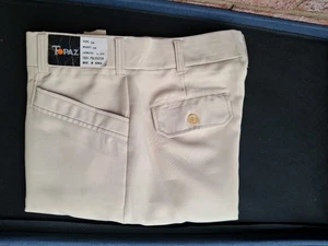 Men Topaz 1970's Polyester Pants 34x33 Hippie Flare Disco Mod Golf Beige New/Tag - Picture 1 of 19