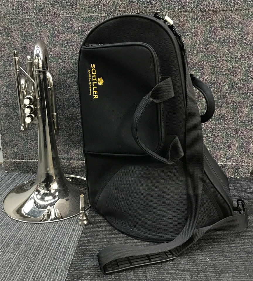 Schiller East 1884 Frankfurt Alemania - Mellofón plateado con estuche Foto 1 de 4