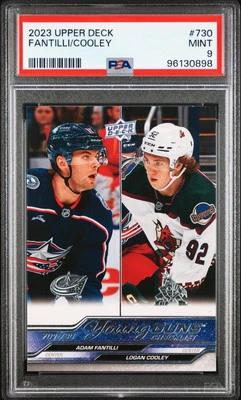 2023 Upper Deck Adam Fantillli Logan Cooley #730 PSA 9 - Image 1 of 2