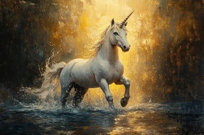 Unicorn Canvas Picture Print Wall Art - Image 1 of 3