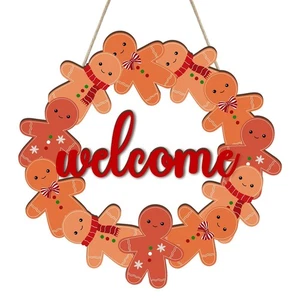 COCHIE Lindo Pan de Jengibre Hombre Feliz Navidad Decoraciones Corona Letrero para Frente... - Imagen 1 de 7